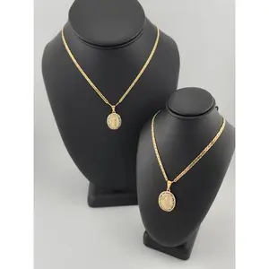 Brand New Brazilian 18k Gold Filled Virgen de Guadalupe Necklace