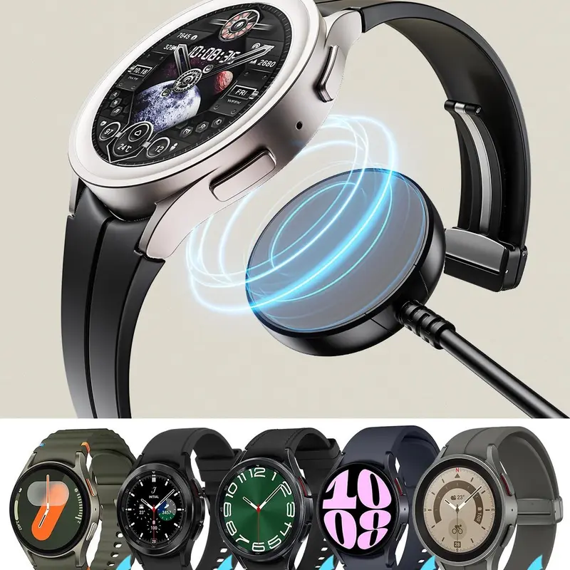 【2-Pack Home & Travel】Magnetic Fast Charging Cable for Galaxy Watch, Durable Braided USB-C Night Light Cord Compatible with 8/7/6/5/4/Ultra/Classic/FE