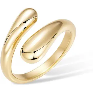 Non Tarnish Gold Chunky Rings for Women, Gold Statement Dome Rings Stacking Silver, Adjustable Mens Eternity Wedding Band Mixed Metal Jewelry Size 3-13