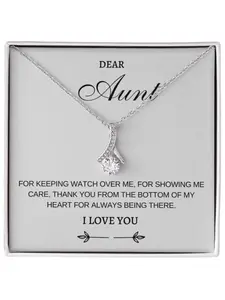 To My Aunt V-shaped Pendant Necklace with Card and Gift Box Gift for Aunt, Family Love Gift Birthday/Christmas/Appreciation Jewelry