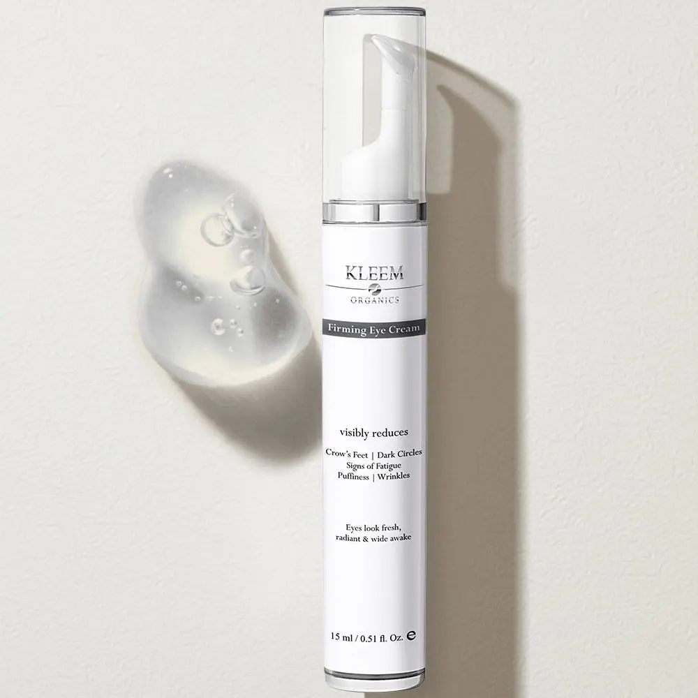 KLEEM ORGANICS | Firming Eye Cream with Massage Applicator | Botanical-Rich Formula to Reduce Dark Circles, Puffiness and Fine Lines | Hyaluronic Acid, Peptides and Niacinamide | 0.51 fl oz