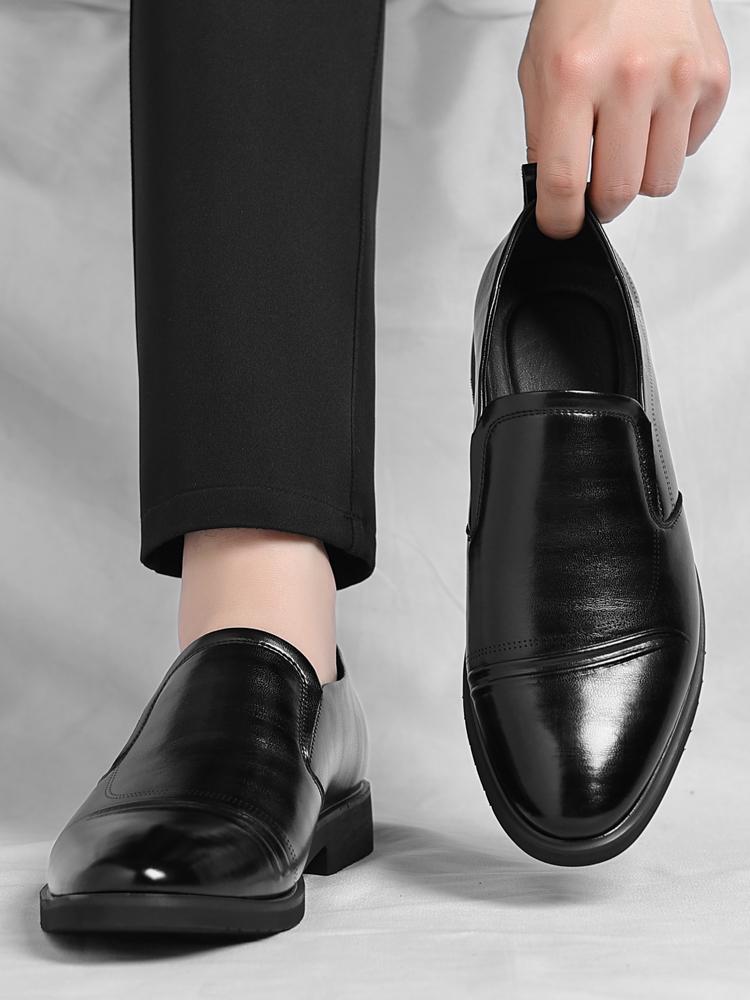 Men’s Classic Faux Leather Slip-On Ankle Dress Loafers - Business Formal Office Footwear with Rubber Sole, Wedge Design, Father’s Day Gift Option, US 10.5 (CN 45, 27.5cm Length)