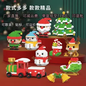 Christmas hot gifts Santa Claus micro particles children assembled small building block Christmas decorations ornament