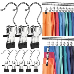 spinning hook hanger,Laundry Hanging Hooks Clips, 30 Pcs Boot Hangers Heavy Duty Stainless Steel Portable Travel Drying Clothes Pins for Closet Home Sock, gadgets summervibes, multi use organizer Smooth Towels Metal