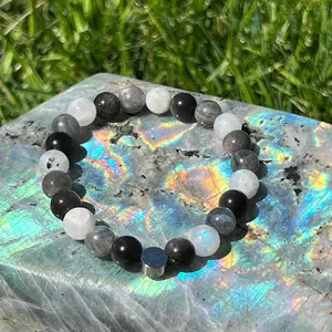 Rainbow Moonstone, Labradorite and Silver Obsidian