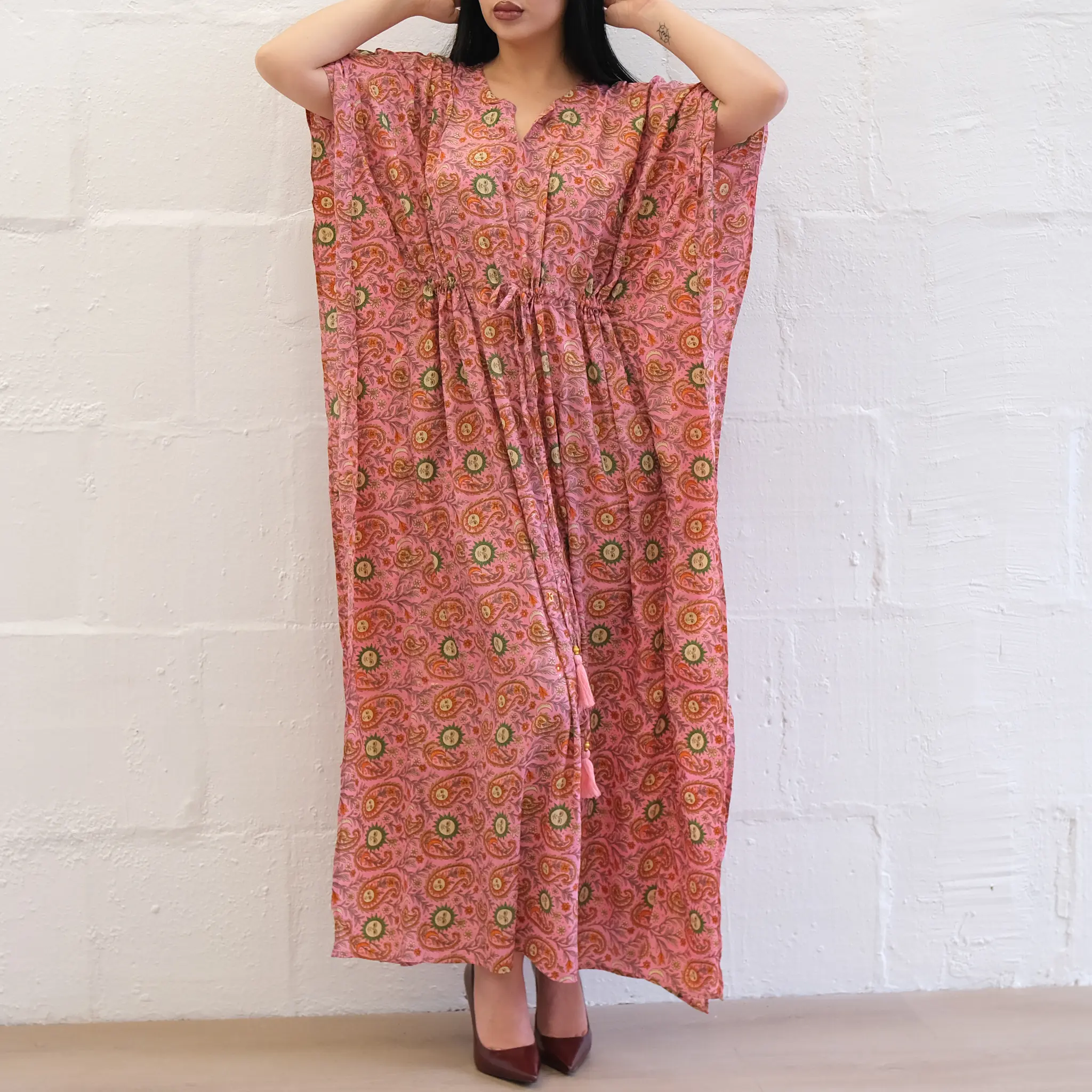 maxi dress music festival Iconic 1967 Rose Festival Princess Gown In Butter Yellow Silk / S – Xtabay  Vintage main image 1