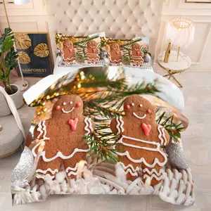 Christmas element pattern quilt with cotton, includes 1 quilt and 1 or 2 core-free pillowcases, suitable for home or dormitory decoration, very suitable Christmas gift