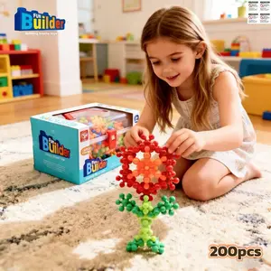 Snowflake Building Blocks Set, 200pcs Large Capacity Stem Toy, Focus Training, Space Thinking Exercise, Unisex Kids Gift Box