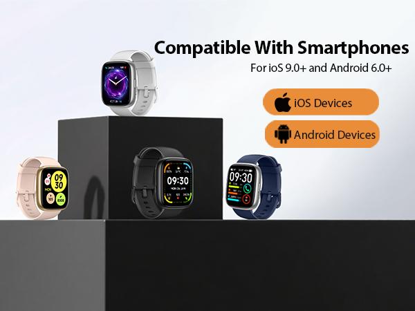 Alexa-Enabled Smart Wristwatch (Wearable Device), 1.83" HD LCD Touchscreen Fitness Tracker with Bluetooth Call, Heart Rate Monitor, Sleep Tracking, 120+ Sports Modes, IP68 Waterproof for Android & iPhone (with Camera), Workout, Magnetic, Charging