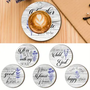 6 pcs Wooden coasters, farmhouse country table decoration crafts set, vintage wood grain mug coaster suitable for kitchen table bar coffee table, holiday party supplies