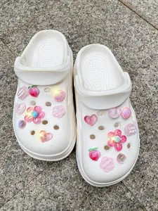 16pcs Fashionable Abs Flower Peach Shell Heart Pearl Shoe Clips, Detachable DIY Shoe Flowers, Shoe Charms Set, Cute Shoe Charms, Perfect for Parties and Gifts