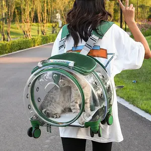 Pet Trolley Backpack - Portable Backpack for Cats and Dogs, Well-Ventilated Holes, Silent Wheels, Convenient Travel Design