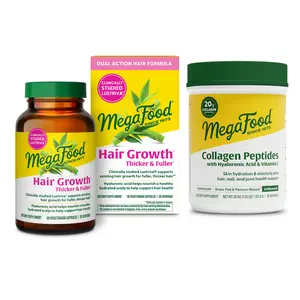 MegaFood Collagen Peptides, Hyaluronic Acid & Hair Growth Support System Beauty Bundle