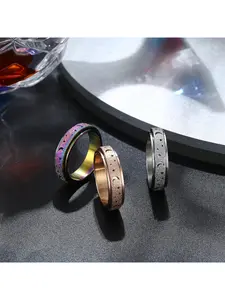 1 Pc Stainless Steel Anxiety Fidget Ring Anxiety Rings Spinner Rings for Women Men Roller Rings Stress Rings Lucky Worry Rings Anti Anxiety Rings Moon Star Trend Rings Fashion Party Stress Relief Jewelry