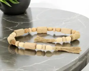 360 stand 40 in. Large Handcrafted Distressed Brown Wood Beads & Rope Geometric Coastal Sculpture Garland, Decorative Hanging Tassel for Home Decoration, Ideal Gift