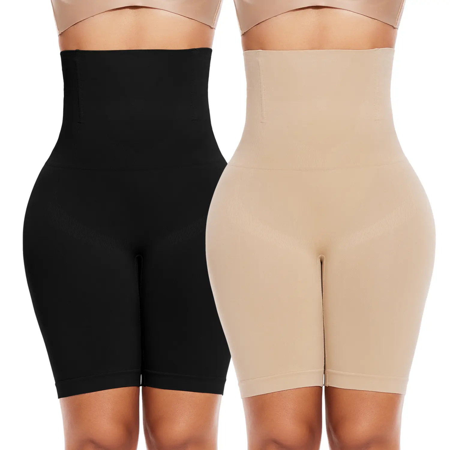 Women's High-Waisted Casual Shapewear Shorts, Nylon-Spandex Tummy Control Compression Boyshort Underwear, Basic, Panties