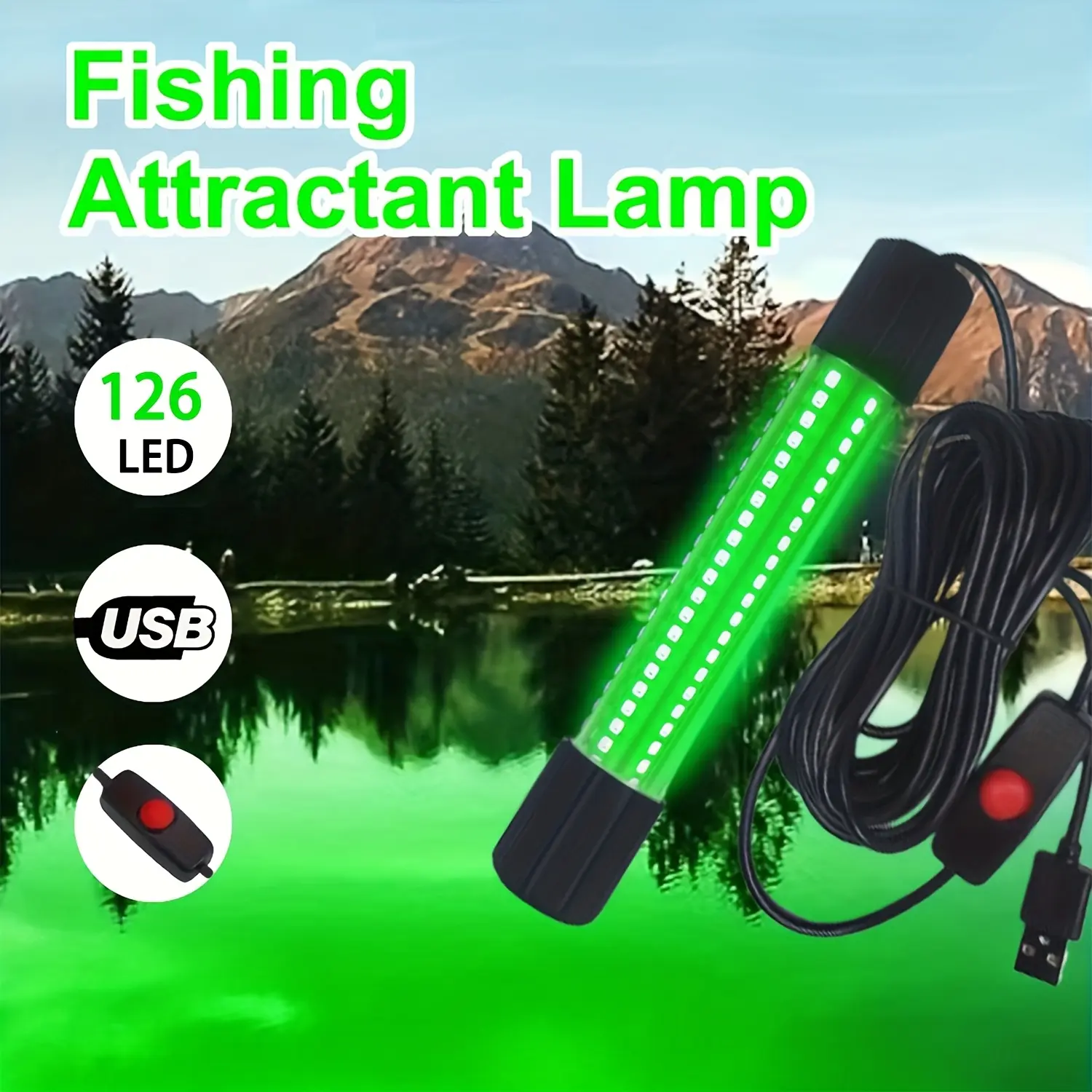 USB-Powered Outdoor Night Fishing Attracting Light, 126 LED Beads, 5ft Long Cable, IP68 Waterproof, for Docks & Underwater Use, Attracts Bass, Enhances Fishing Experience, Battery Not Included, Enhancing Fishing Experience