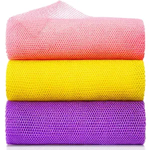 African Exfoliating Net 3-Piece Set Colorful Body Scrubber for Shower Bath Pink Purple Yellow Lightweight Youth Skin Smoother Daily Use Personal Splash Sponge