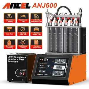 ANCEL ANJ600 GDI Piezo Fuel Injector Cleaner Tester, 6 Cylinder Ultrasonic Cleaning Machine 110V Gasoline Injector Nozzle Cleaning Machine Car Nozzle Injection Tester for Automotive Motorcycle