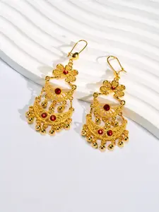 Vintage Drop Earrings for Women, Floral Tassel Dangle Design with Crystal, Elegant Statement Jewelry for Parties & Festivals, Unique Floral Pattern