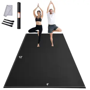 VEVOR Exercise Mat,  Non Slip High Density Premium Yoga Mat, Exercise Yoga Mat for Men Women, Fitness & Exercise Mat with Bag & Carry Strap, for All Types of Home Yoga, Pilate & Floor Workout (12x6ft)