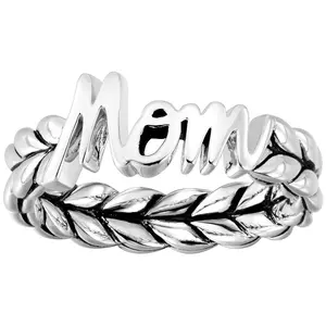 JAI Sterling Silver Mom Script Ring