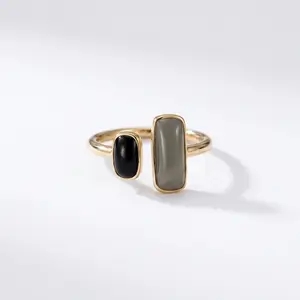 Carter Adjustable 18k Gold Plated Ring - Tarnish-Free, Hypoallergenic, Minimalist Engraved Name Promise Ring, Casual Gift for Her