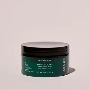 Acure Salt Body Scrub with Avocado Oil & Sunflower Oil for Exfoliating Gel Cleansing and Skin Repair 8 oz