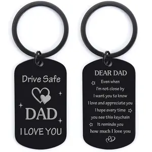 Drive Safe Keychain with Love Message - for Car Keys, Truck & Motorcycle -Fathers Day Gifts for Dad - Inspirational Gift from Daughter or Son - Single Pack Black