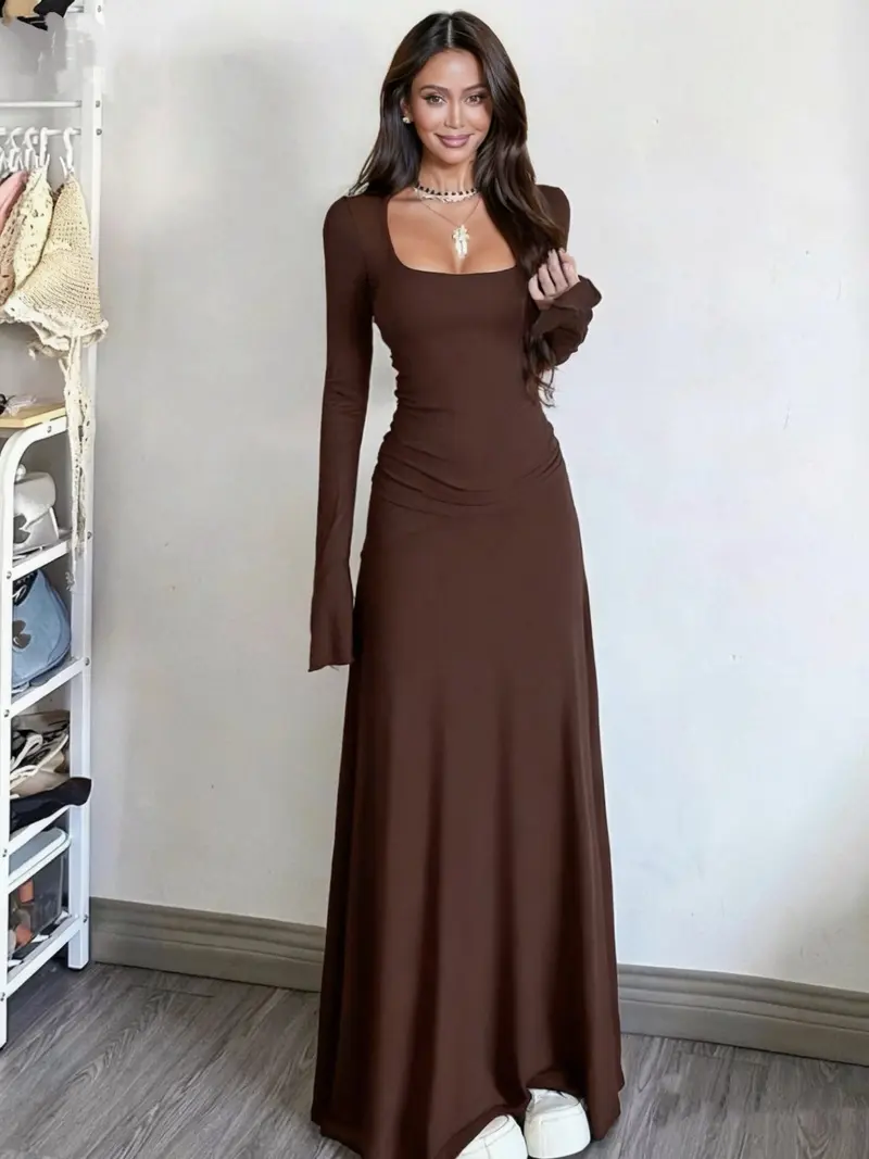 Long sleeve fit and flare dress - TikTok Shop
