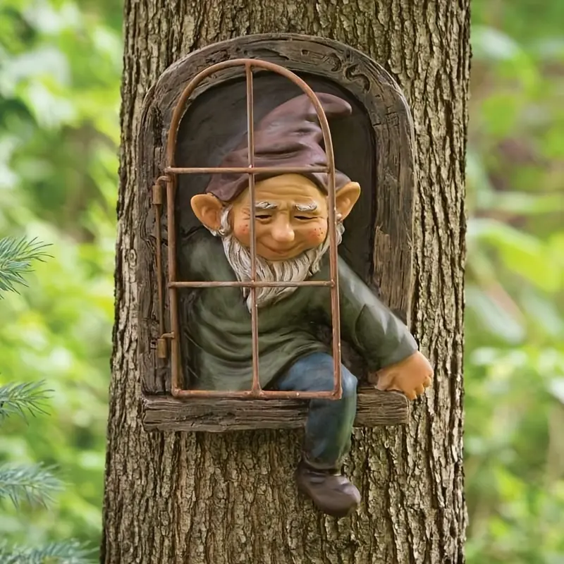 1pc Garden Gnome Hanging Ornament, Mini Dwarf Resin Craft Figurine, Vintage Style Outdoor Garden Decor, Fantasy Theme, No Electricity Needed, Perfect for Bedroom, Living Room, Nursery, Halloween, Christmas, Easter, Thanksgiving