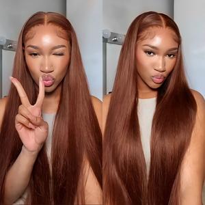 Mscoco Copper Brown Human Hair Wig 6×5 Glueless Lace Wig Snug Fit Straight & Body Wave Wear & Go Wig