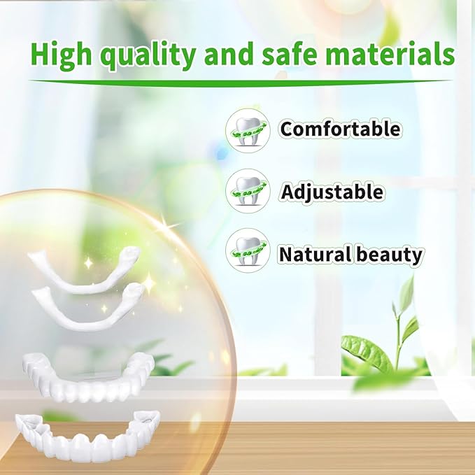 【VALUE 3 PAIRS】Temporary Instant Smile Hack Reusable Cosmetic Teeth Cover Flexible Moldable Snap-On Teeth Budget Bundle Hiding Spaces Between Teeth Tooth Gaps Wide Gaps  Visual Enhancer Men Women Daily Kit