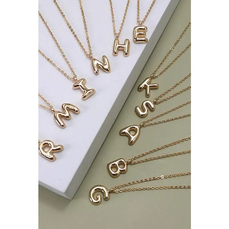 THE BUBBLE BALLOON INITIAL NECKLACE IN GOLD