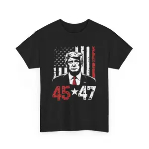 Trump 45th & 47th President of the USA Unisex Tee Shirt - Patriotic Political Gift, Conservative Shirt, America First Clothing, Republican