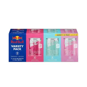 Red Bull Variety Pack of 12- White Peach, Iced Vanilla Berry, & Wild Berries Flavors