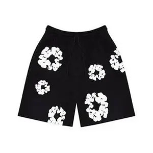 Denim Tears The Cotton Wreath Shorts Black , Y2K Style, Streetwear, Summer Ouffit, Gymer clothing,  Birthday Gift, Gift For Her, Gift For Him