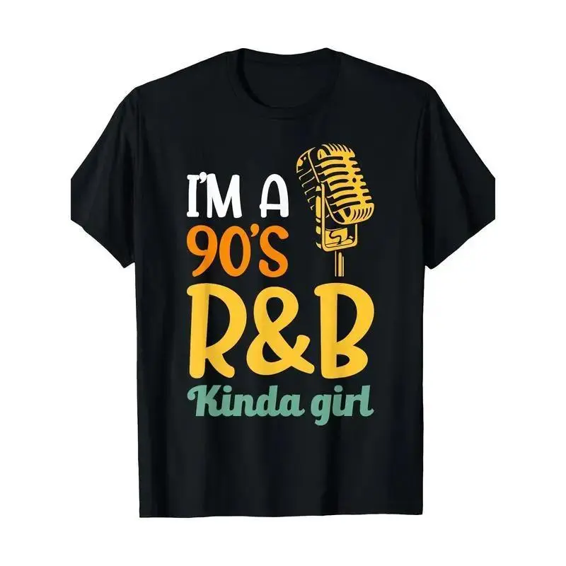 Men's 90's Retro T-Shirt with R&B Graphic Print, Casual Short-Sleeve Basic Design in 100% Soft Cotton, Tshirt, Shortsleeve, Retro Theme