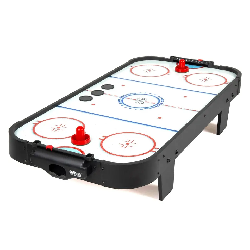 GoSports 40 Inch Table Top Air Hockey Game for Kids - Black or Oak - AC Powered Motor