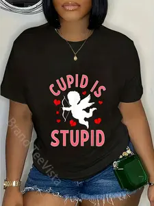 100% Cotton Cupid Is Stupid shirt Funny Anti-Valentine's Day T-Shirt