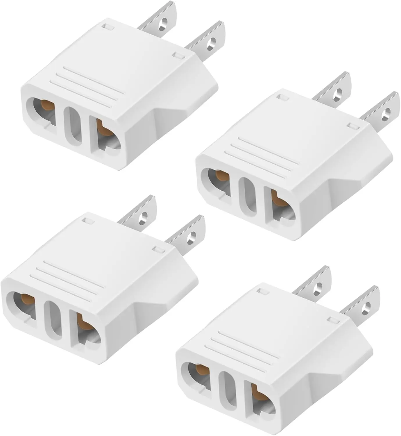 4 Pack European to  Plug Adapter, 220V to 110V Adapter Plug Converter, Travel Adapter European to , , Mexico, Type A, White