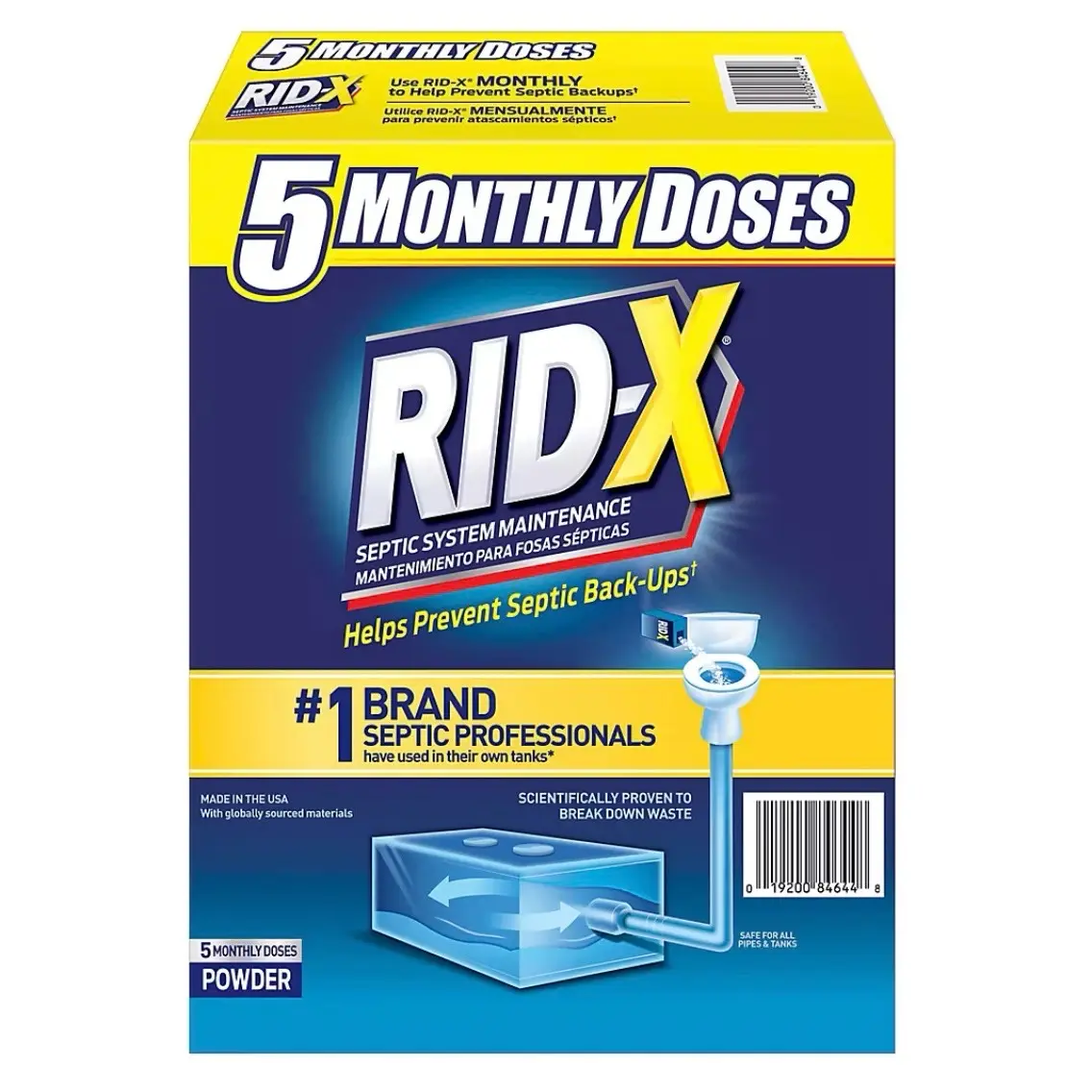 RID-X Septic Treatment, 5 Month Supply Of Powder, 49 oz.