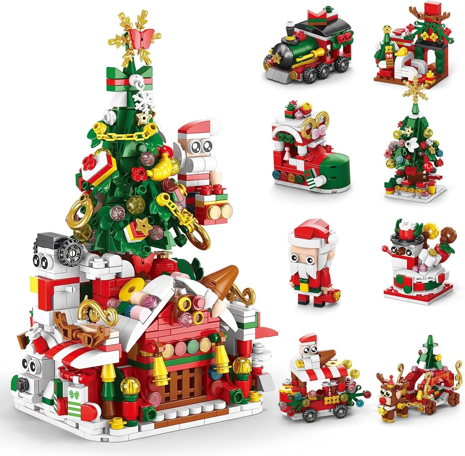 DIY Christmas Micro Brick Building Block Set - ABS Plastic Snowman, Elk, Santa Claus, Xmas Tree Models, DIY Assembly Kit, Craft Ideas, Open Ended Play, Model Building Kits, Gift Ideas for Kids, 6+ Children's Toy Decor