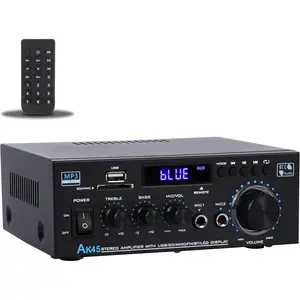 Stereo Audio Amplifier 2026 Upgraded AK45 Bluetooth Receiver for Home Stereo, 2 Channel Wireless Bluetooth 5.0 Power Amplifier System with FM Radio, USB, SD Card, and Remote Control