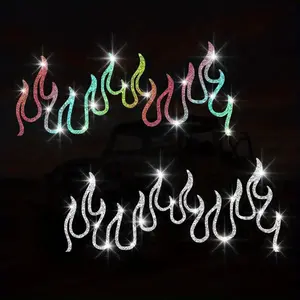 Creative Burning Flame Car Sticker, Flashing Body Decoration Decal, Waterproof Durable Easy To Stick for Car Front and Rear Windshield Hood Door Bumper Electric Car Motorcycle Side Panel