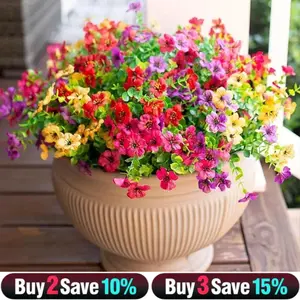 12pcs Artificial Flowers for Outdoor Decoration, Artificial Potted Flower, Faux Daisy Flowers for Spring Decor,Realistic Eucalyptus Leaves Silk Mums Fake Plants for Garden Pot,Front Porch,Courtyard,Patio,Lawn