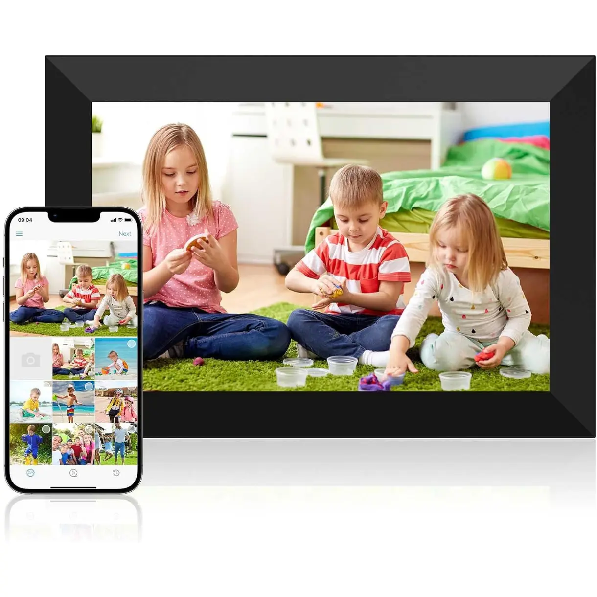10.1 Inch WiFi Digital Picture Frame, 1280x800 HD IPS Touch Screen Cloud Smart Photo Frames, Auto Rotation, Wall Mountable, Share Photos Or Videos for Via APP