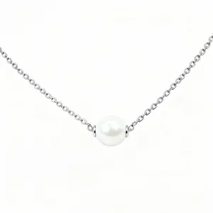 PEARLISM Simple Desigh White Pearl necklace 9-10mm