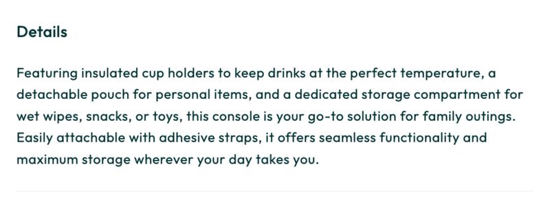 Parent Console with Insulated Cup Holders