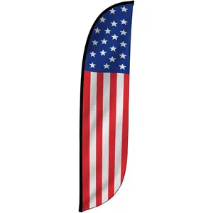 Feather Flag Banner - 12 Feet Tall Advertising Flags for Outdoor Business and Events Promotion - Swooper Flag Only - American Flag Banner - American Flag USA (10M1200071)